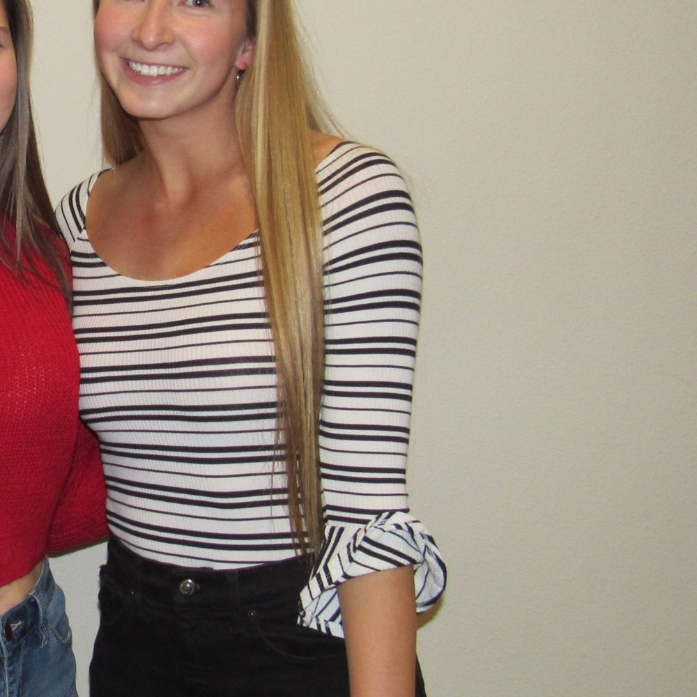 Black and white striped Bodysuit